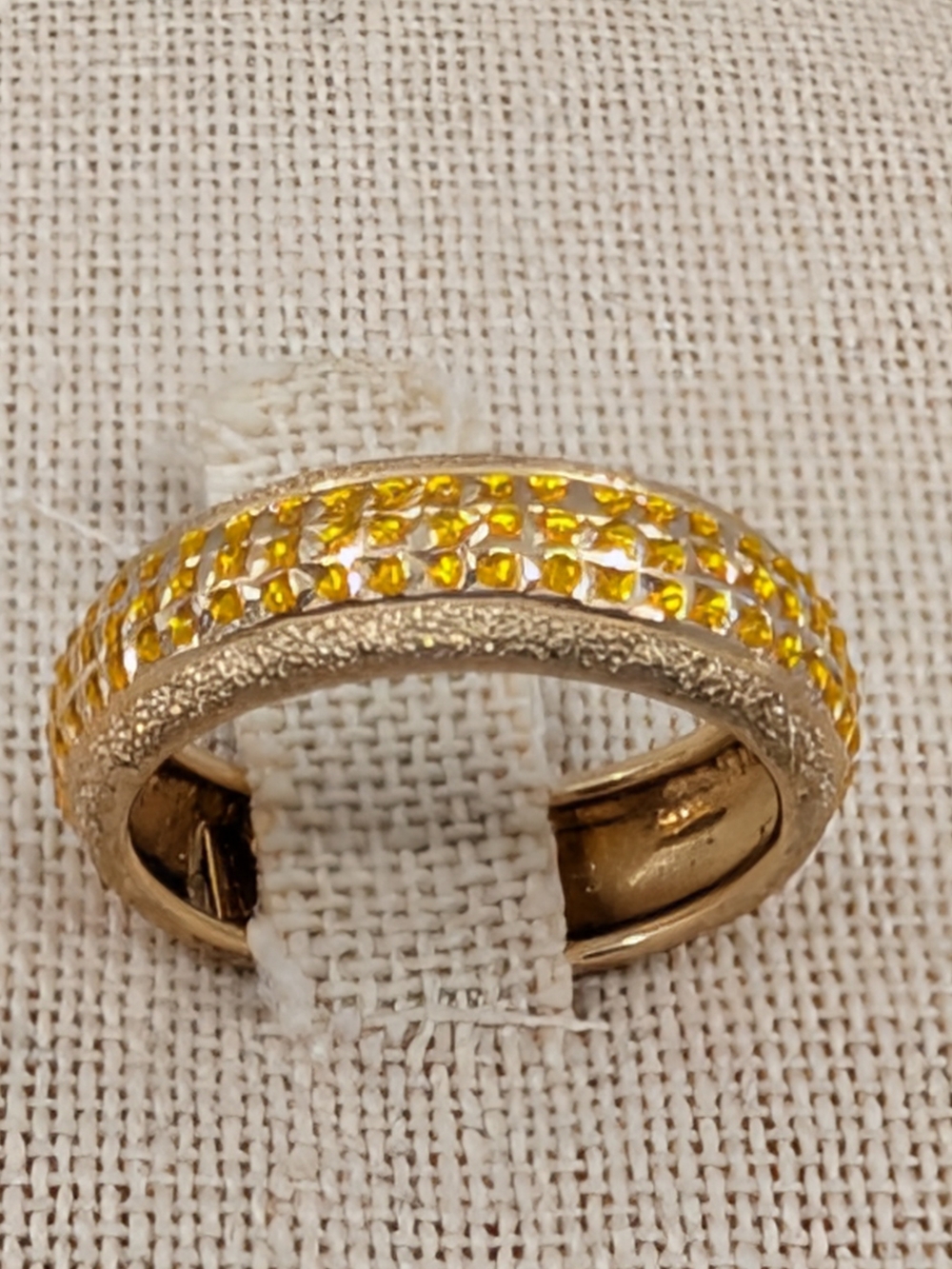 Vintage SLC Solid 14K Yellow Gold Pavé Eternity Band Sz 5.75